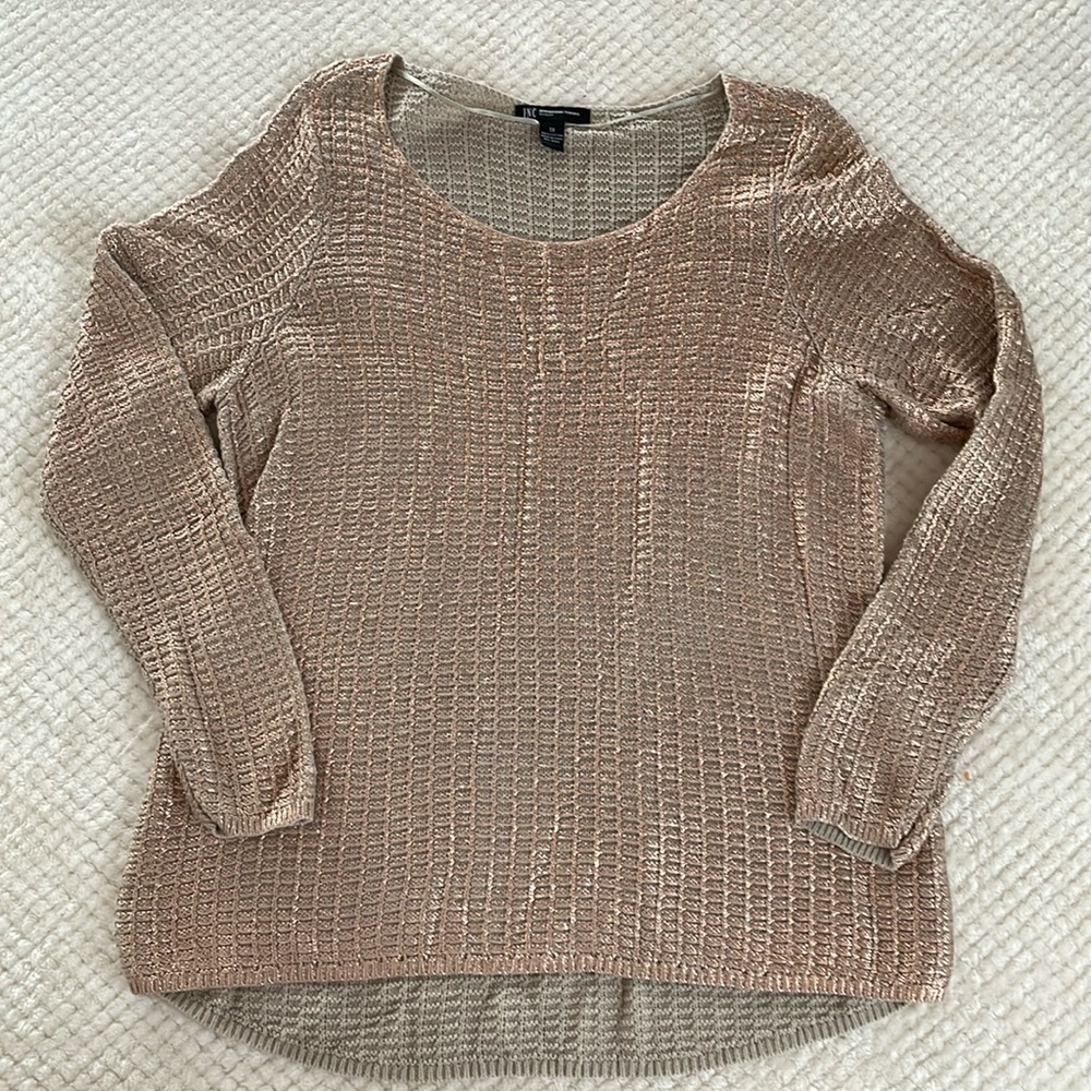 INC gold crochet sweater